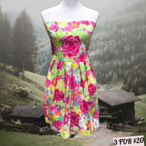 Tulle Fit & Flare Strapless Floral Prom Dress XL